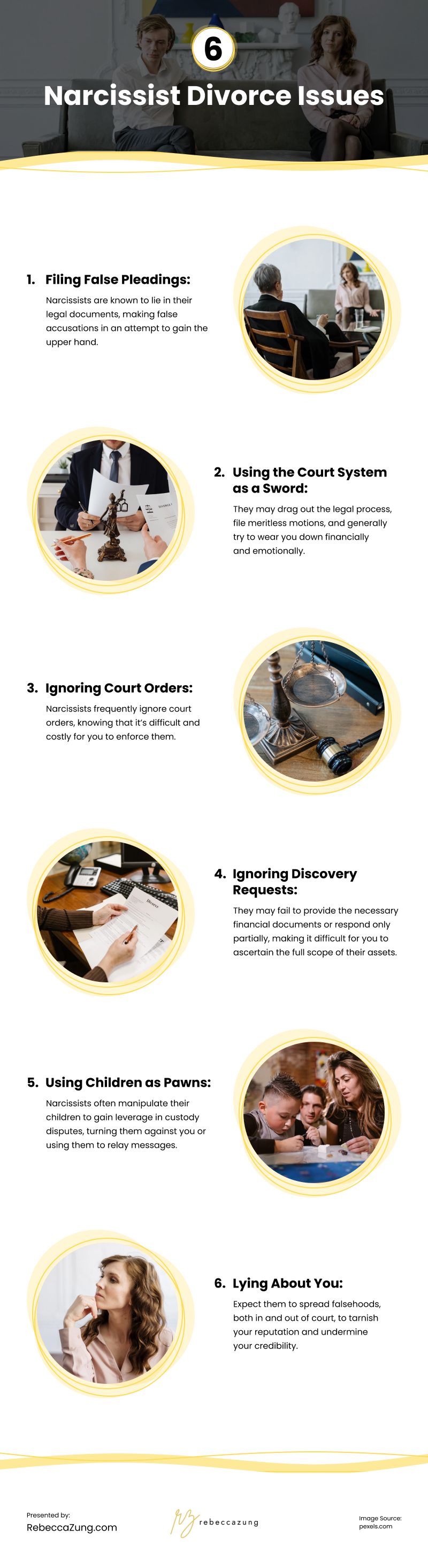 6 Narcissist Divorce Issues Infographic 6 Narcissist Divorce Issues Infographic