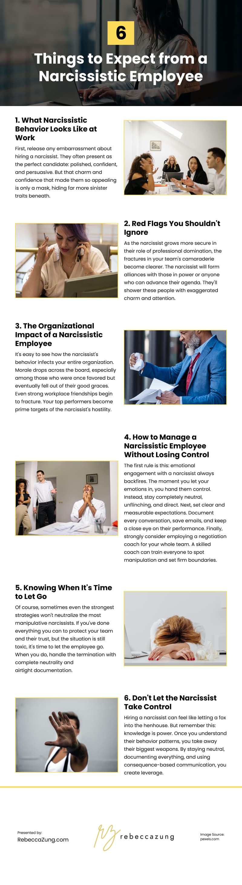 6 Things to Expect from a Narcissistic Employee Infographic 6 Things to Expect from a Narcissistic Employee Infographic