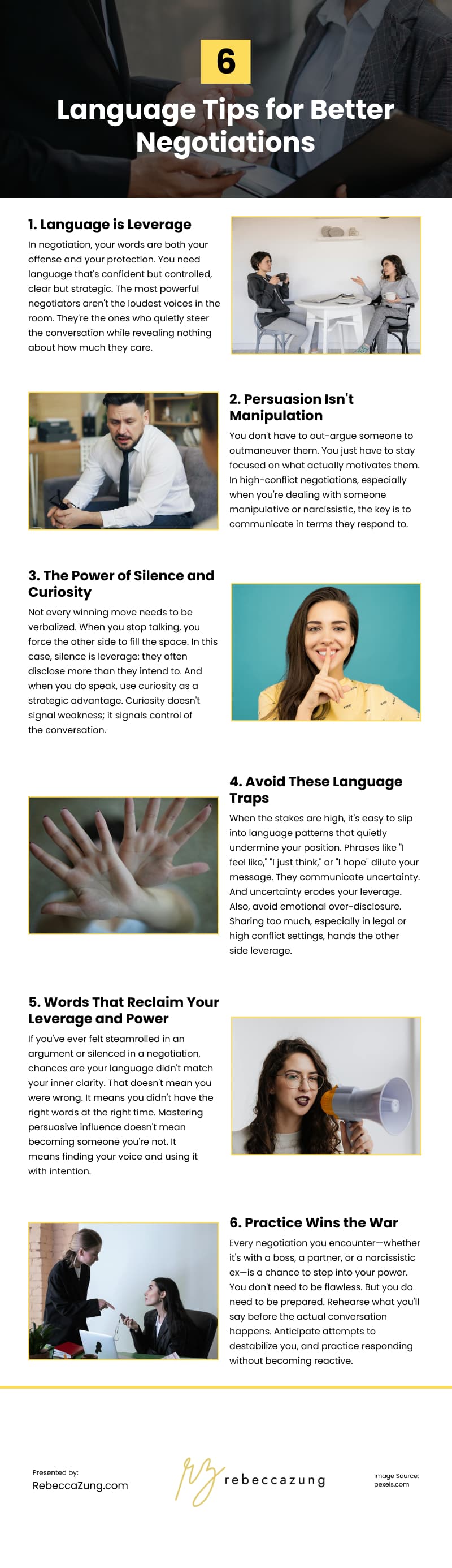 6 Language Tips for Better Negotiations Infographic 6 Language Tips for Better Negotiations Infographic